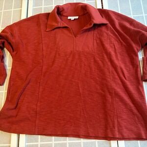 PureJill Organic Cotton Burnt Orange Lg Sleeve Shirt 2XL Grandma Baggy Oversized